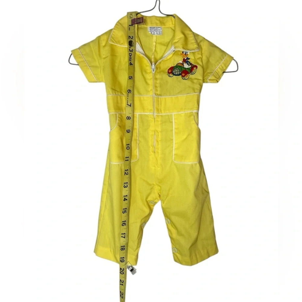 Yellow Kids Jumpsuit with Embroidered Donald Duck Design